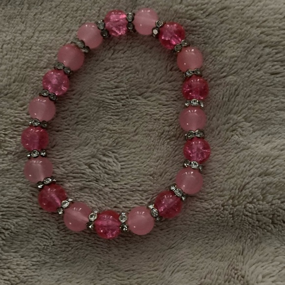 Pink Beaded Bracelet Handmade - Picture 1 of 1
